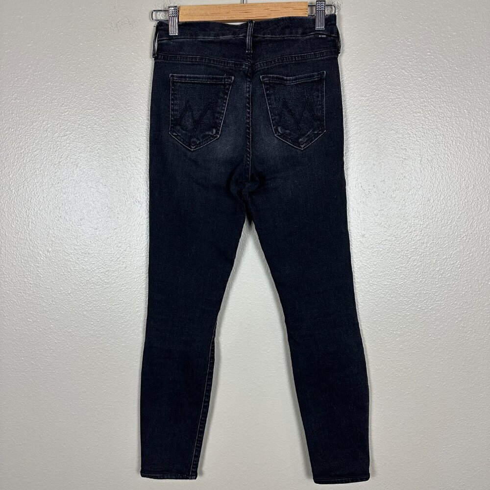 Mother Looker Jeans Mid Rise Skinny Black Denim Night Hawk Women's Size 23 - Picture 5 of 6